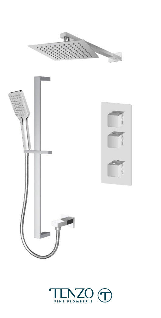 Tenzo - Slik Extenza Thermostatic Chrome Shower Kit With 2 Functions