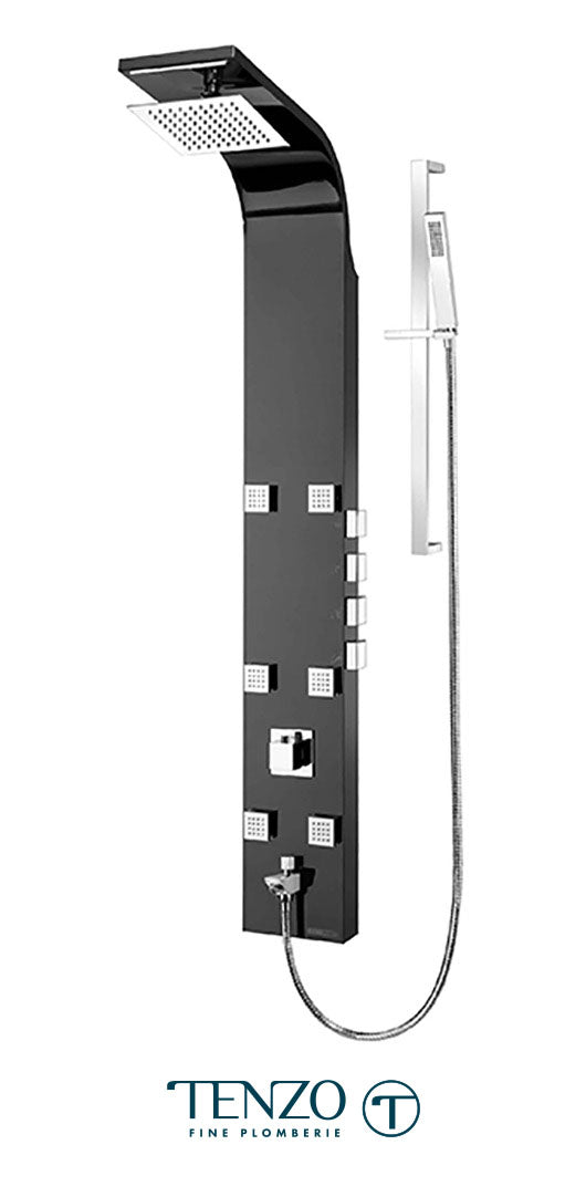 Tenzo - Stainless Steel Shower Column With 6 Jets And Waterfall Showerhead , 4 Functions