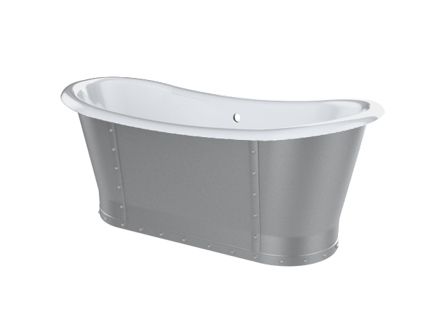 Slik Portfolio Bathtub Times Cast Iron Brushed Nickel With Rivets Finish 67.75" x 31" x 28.81" - Renoz