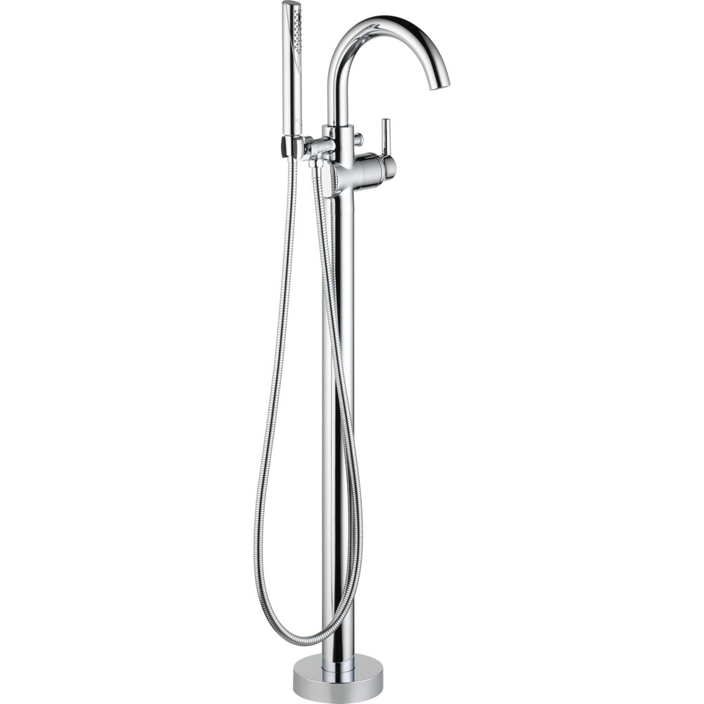 Delta TRINSIC Single Handle Floor Mount Tub Filler Trim with Hand Shower -Chrome (Valves Sold Separately)